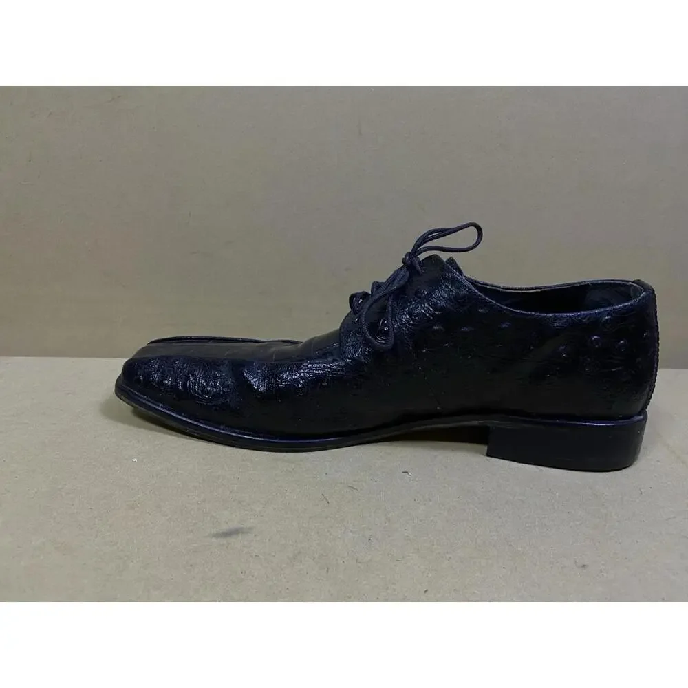 Stacy Adams Mens Black Leather Crocodile Print Oxford Shoe 9.5 M Pietro 24141